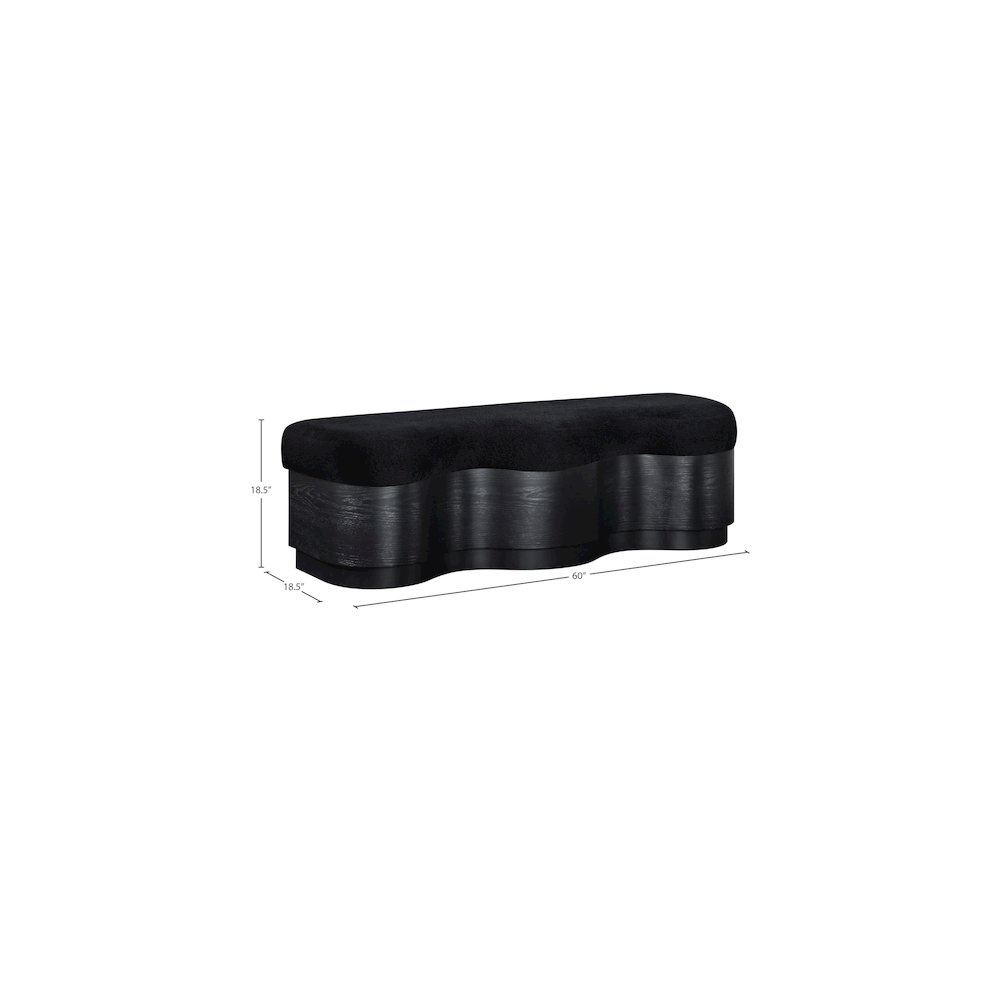 Savoy Black Velour Fur Fabric Bench. Picture 8