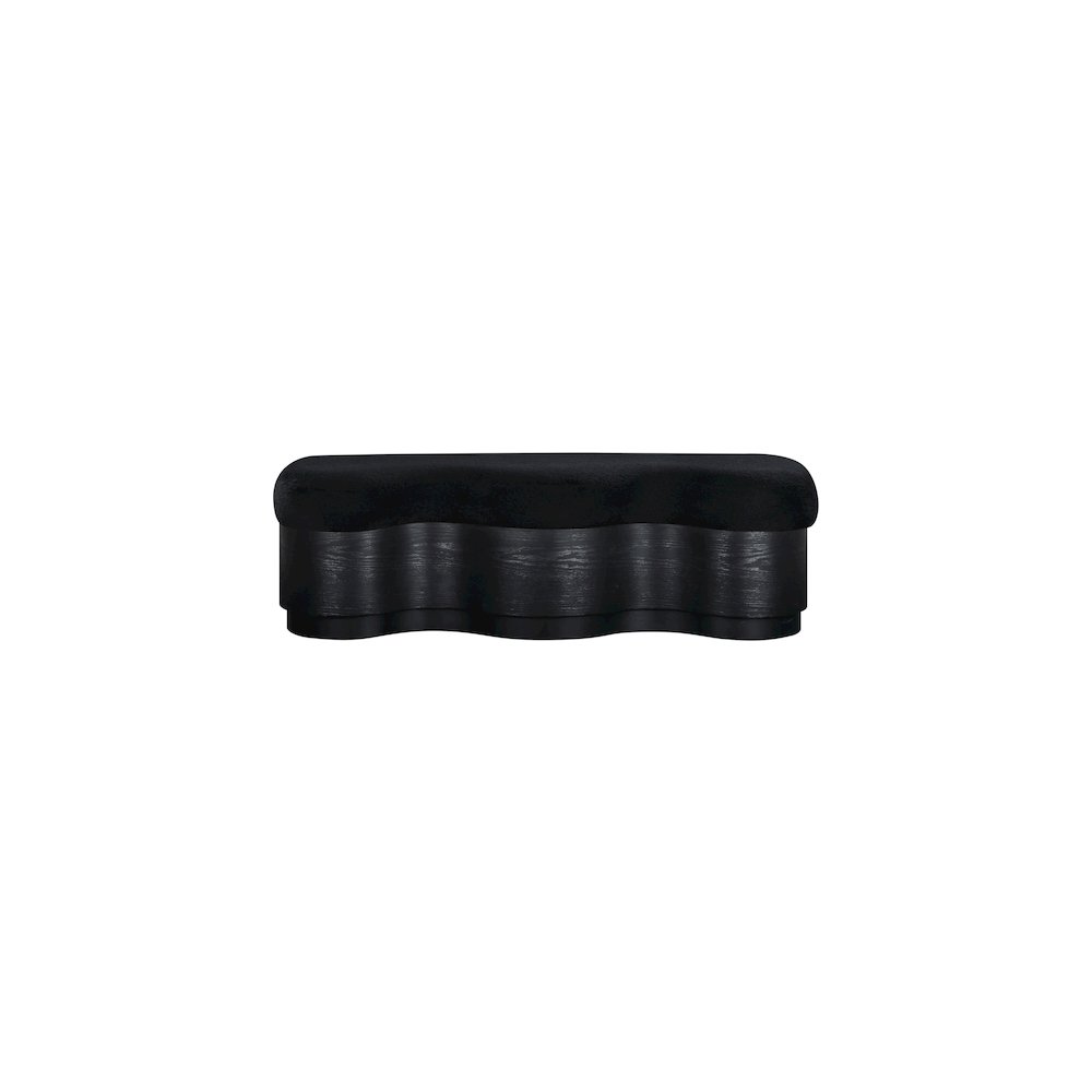 Savoy Black Velour Fur Fabric Bench. Picture 3