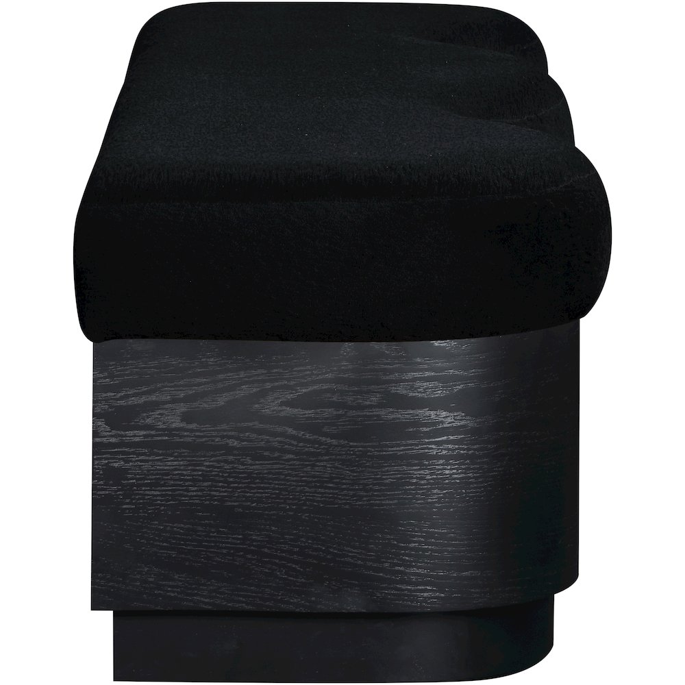 Savoy Black Velour Fur Fabric Bench. Picture 4