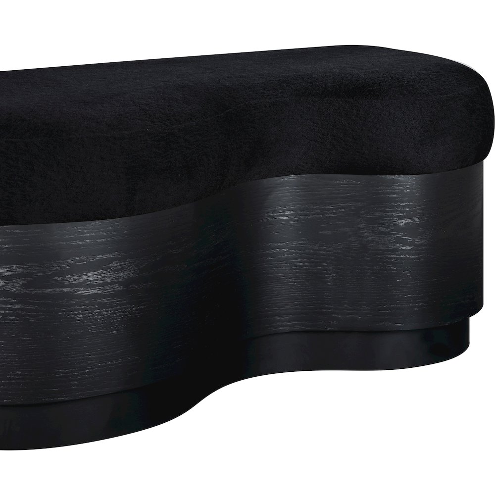 Savoy Black Velour Fur Fabric Bench. Picture 5