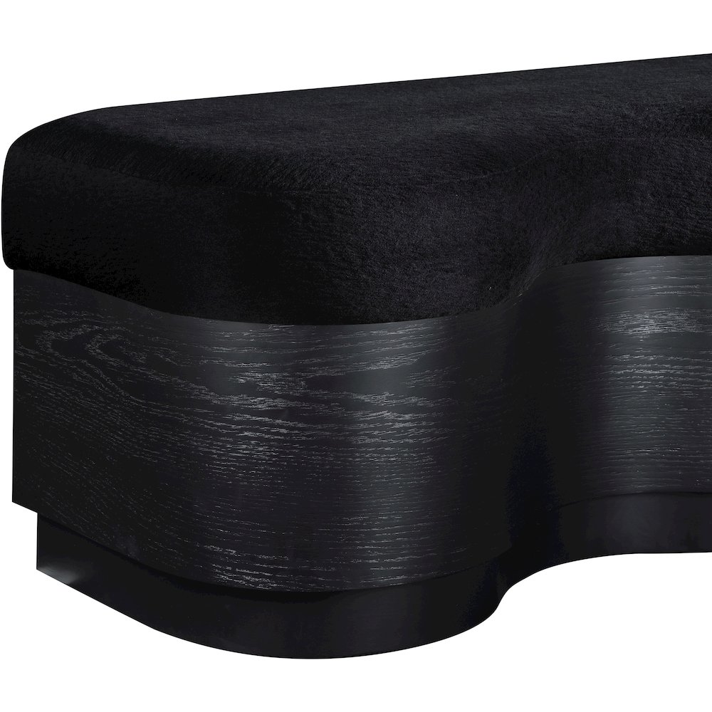 Savoy Black Velour Fur Fabric Bench. Picture 6
