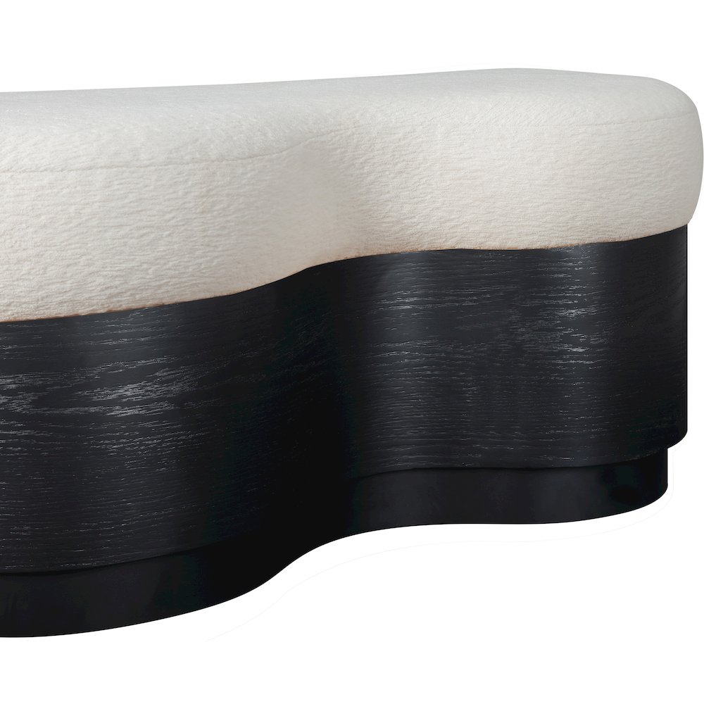 Savoy Cream Velour Fur Fabric Bench. Picture 5