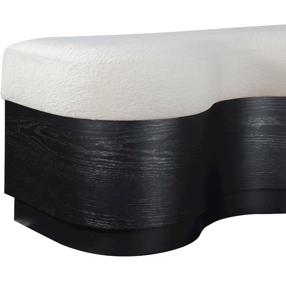 Savoy Cream Velour Fur Fabric Bench. Picture 6