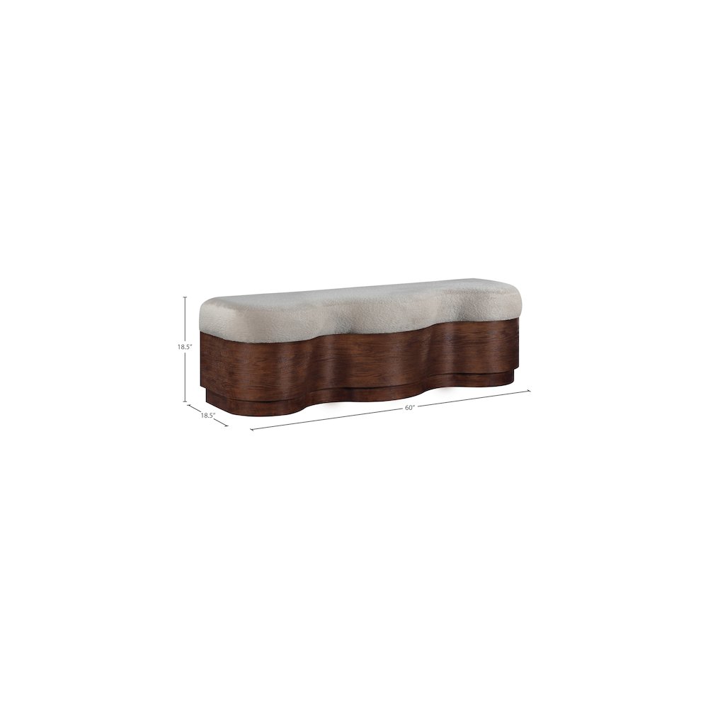 Savoy Beige Velour Fur Fabric Bench. Picture 8
