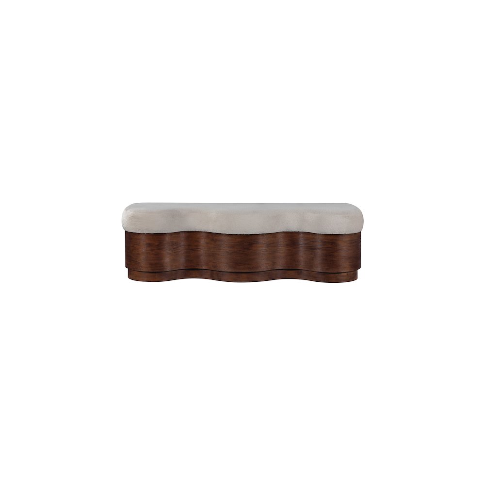 Savoy Beige Velour Fur Fabric Bench. Picture 3