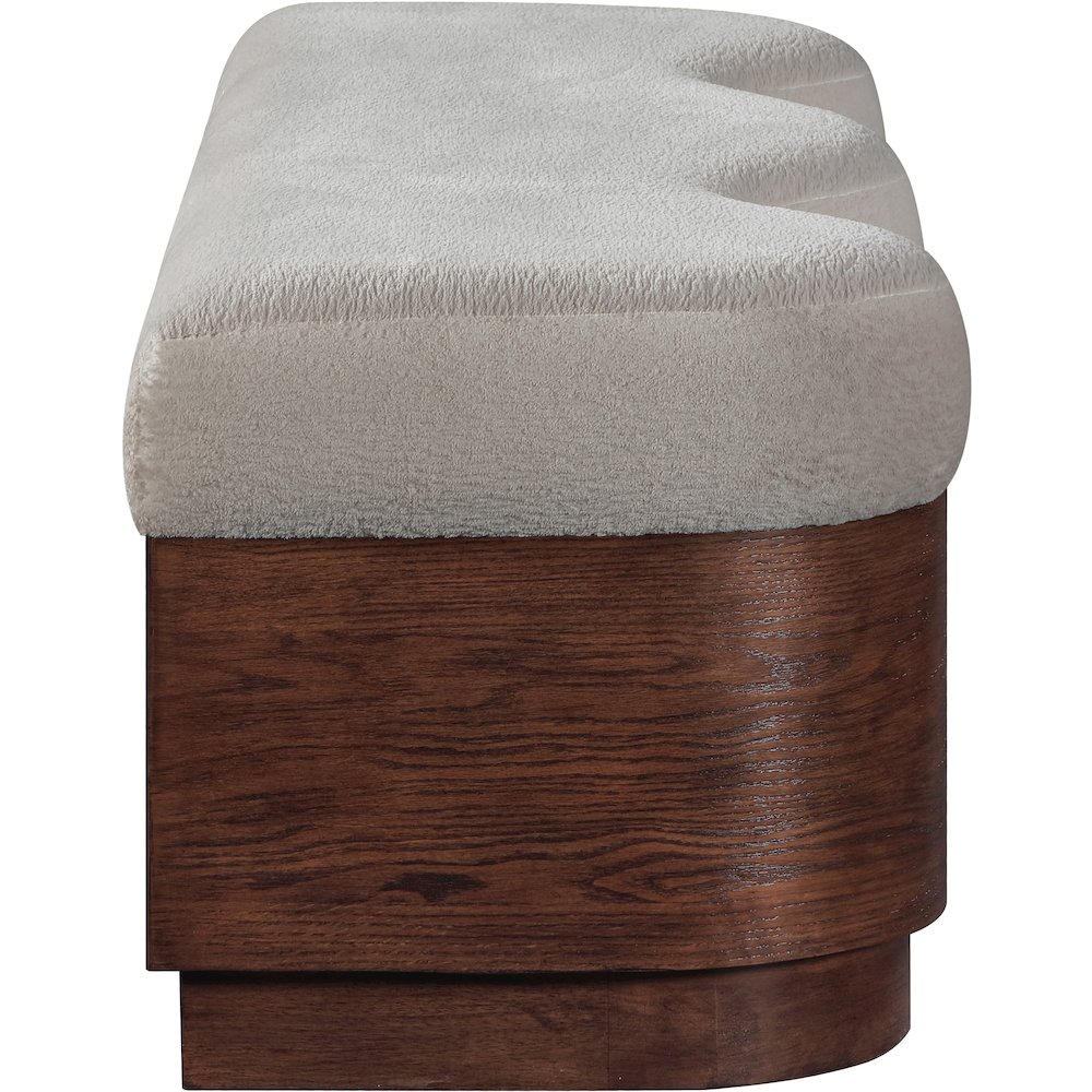 Savoy Beige Velour Fur Fabric Bench. Picture 4
