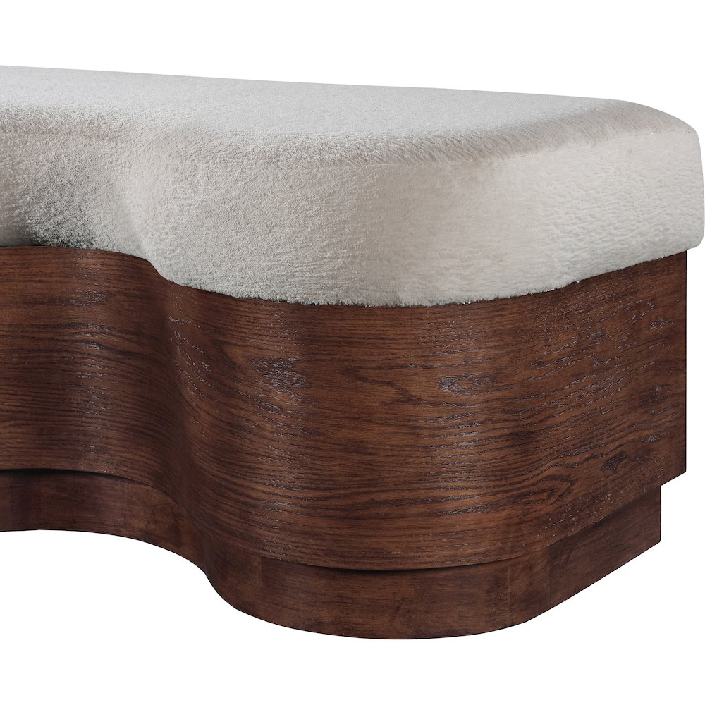Savoy Beige Velour Fur Fabric Bench. Picture 5