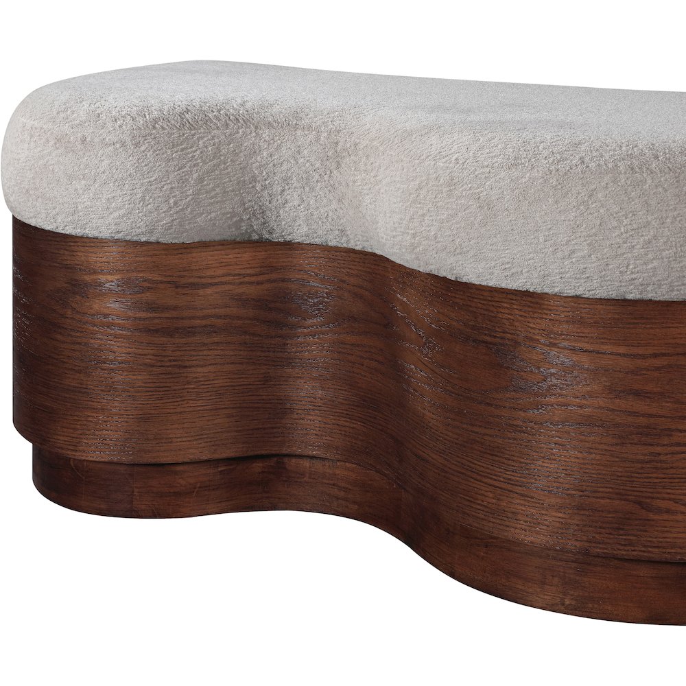 Savoy Beige Velour Fur Fabric Bench. Picture 6