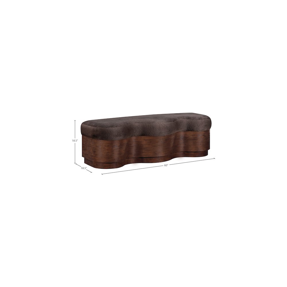 Savoy Brown Velour Fur Fabric Bench. Picture 8