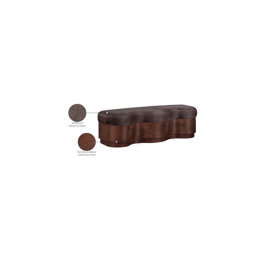 Savoy Brown Velour Fur Fabric Bench. Picture 9