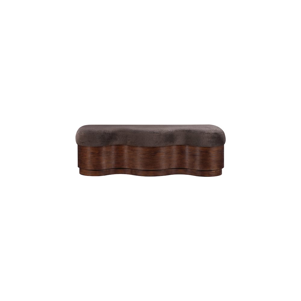 Savoy Brown Velour Fur Fabric Bench. Picture 3