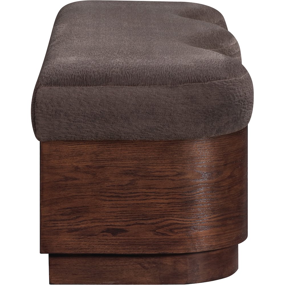 Savoy Brown Velour Fur Fabric Bench. Picture 4