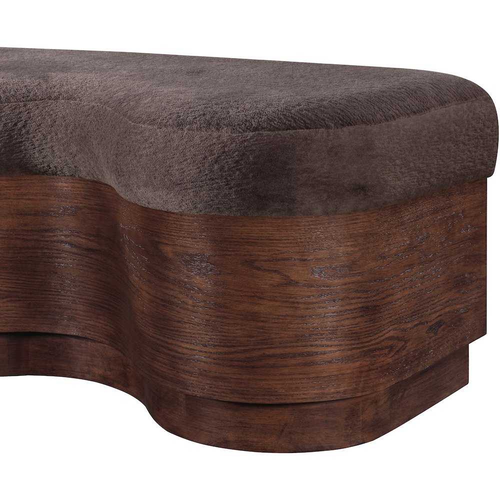 Savoy Brown Velour Fur Fabric Bench. Picture 5