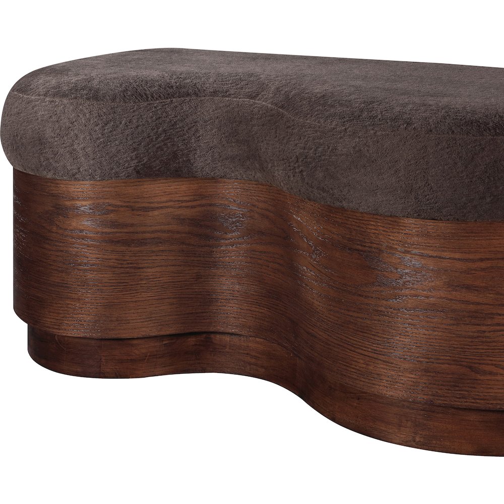 Savoy Brown Velour Fur Fabric Bench. Picture 6
