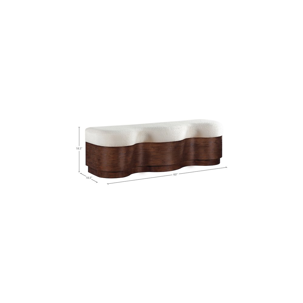 Savoy Cream Velour Fur Fabric Bench. Picture 8