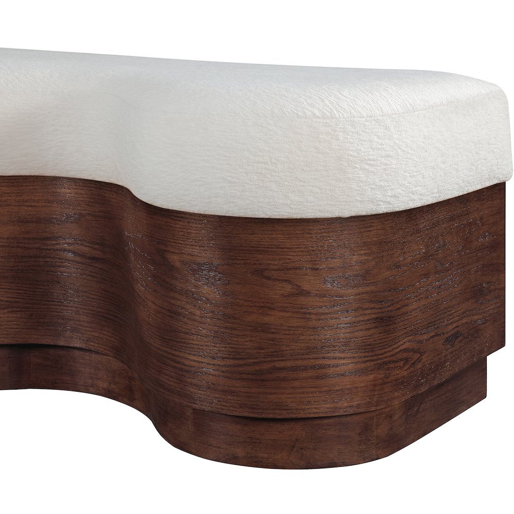 Savoy Cream Velour Fur Fabric Bench. Picture 5