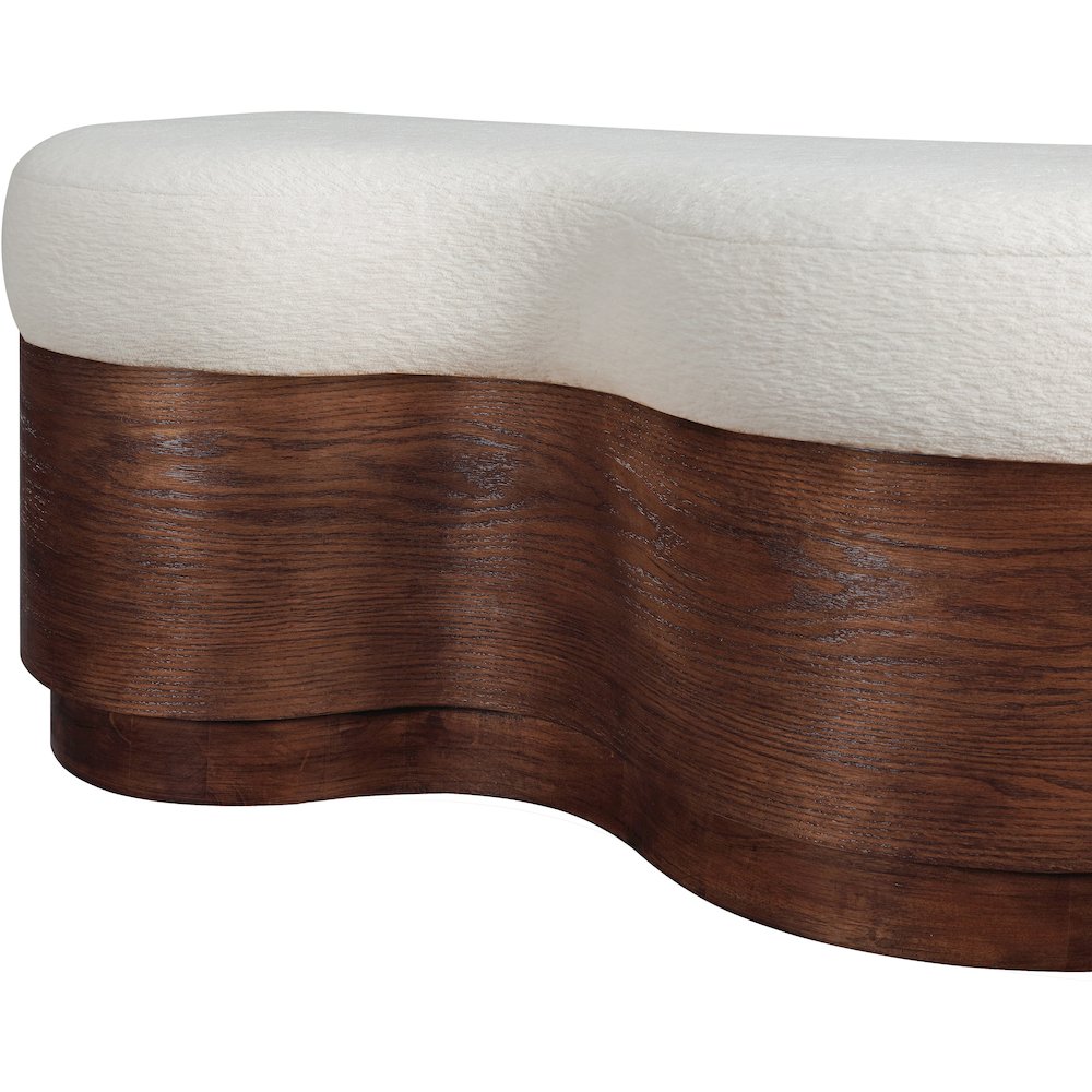 Savoy Cream Velour Fur Fabric Bench. Picture 6