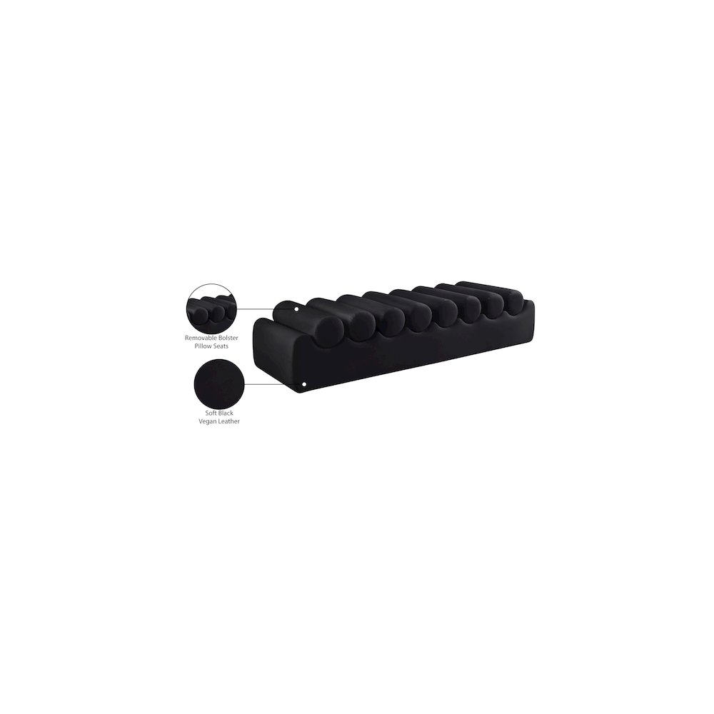 Rumble Black Vegan Leather Bench. Picture 10