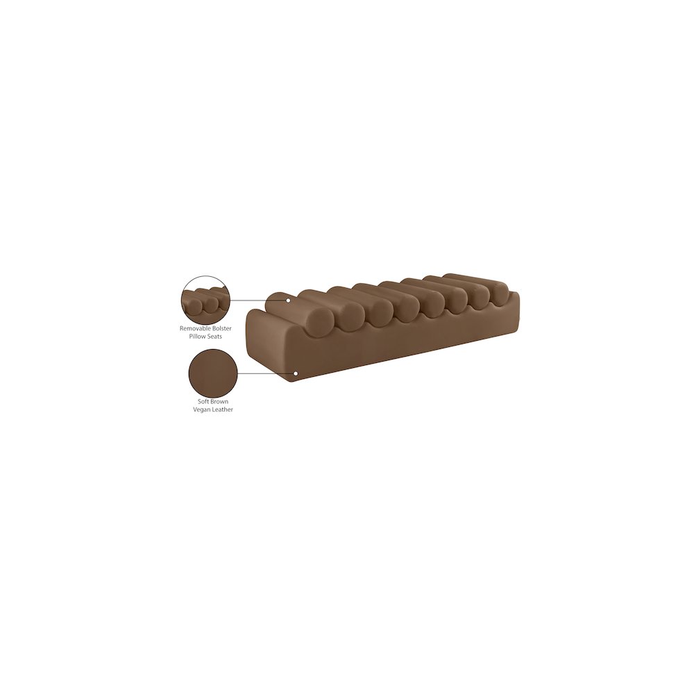 Rumble Brown Vegan Leather Bench. Picture 10
