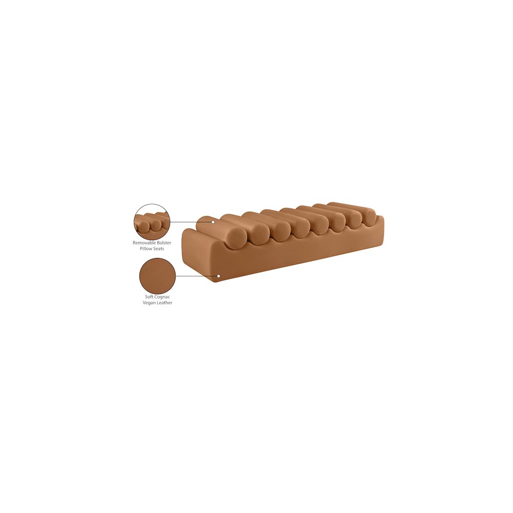 Rumble Cognac Vegan Leather Bench. Picture 10