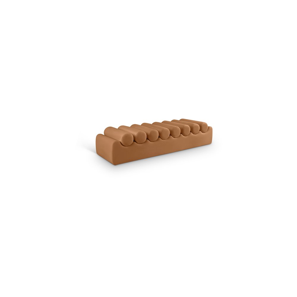 Rumble Cognac Vegan Leather Bench. Picture 1