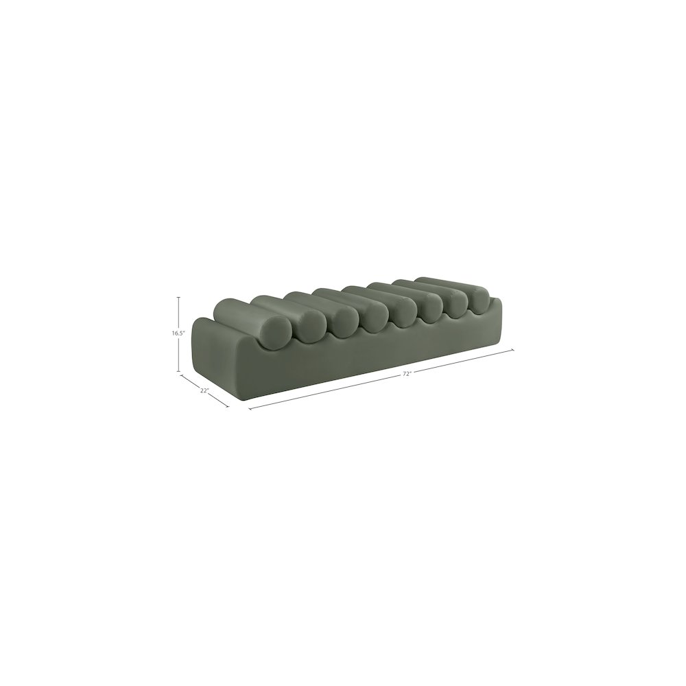 Rumble Green Vegan Leather Bench. Picture 9