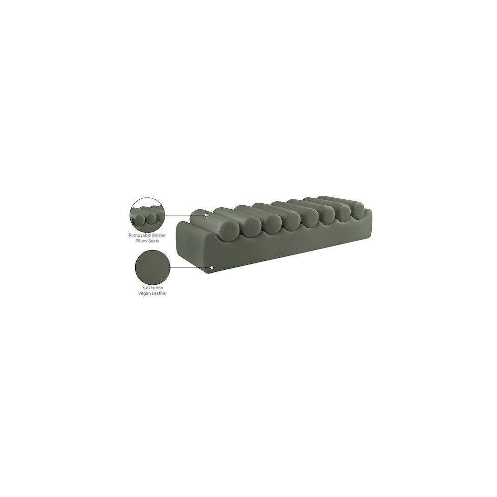 Rumble Green Vegan Leather Bench. Picture 10