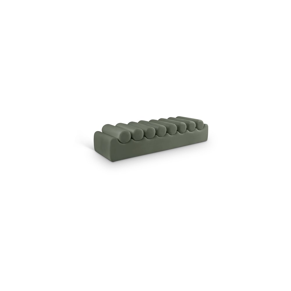 Rumble Green Vegan Leather Bench. Picture 1