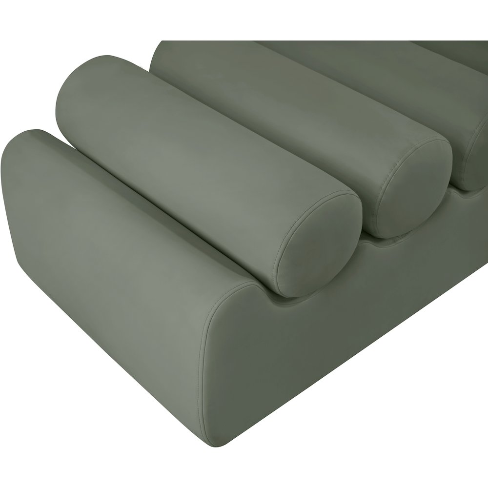Rumble Green Vegan Leather Bench. Picture 7