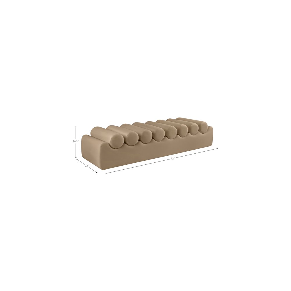 Rumble Tan Vegan Leather Bench. Picture 9
