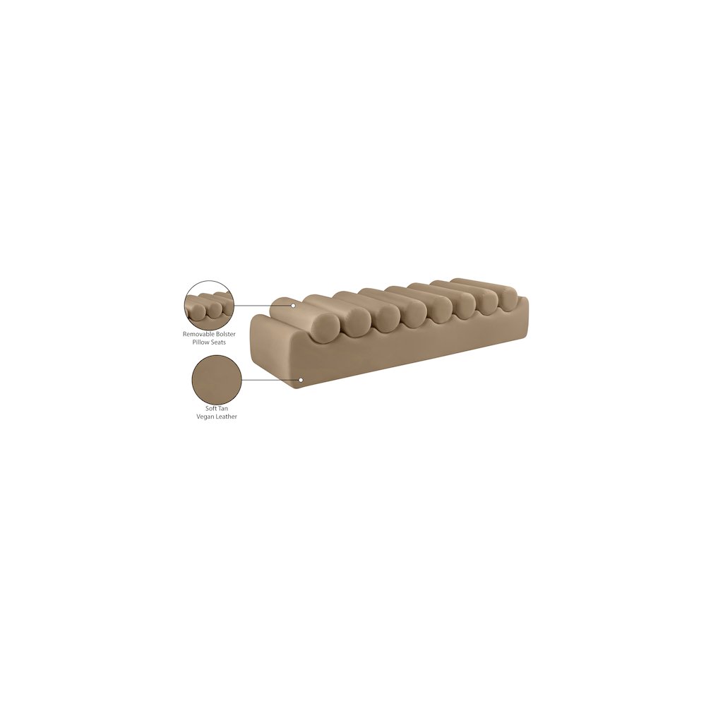 Rumble Tan Vegan Leather Bench. Picture 10
