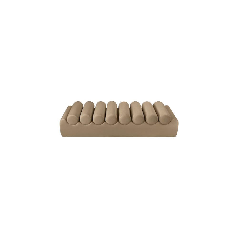 Rumble Tan Vegan Leather Bench. Picture 5