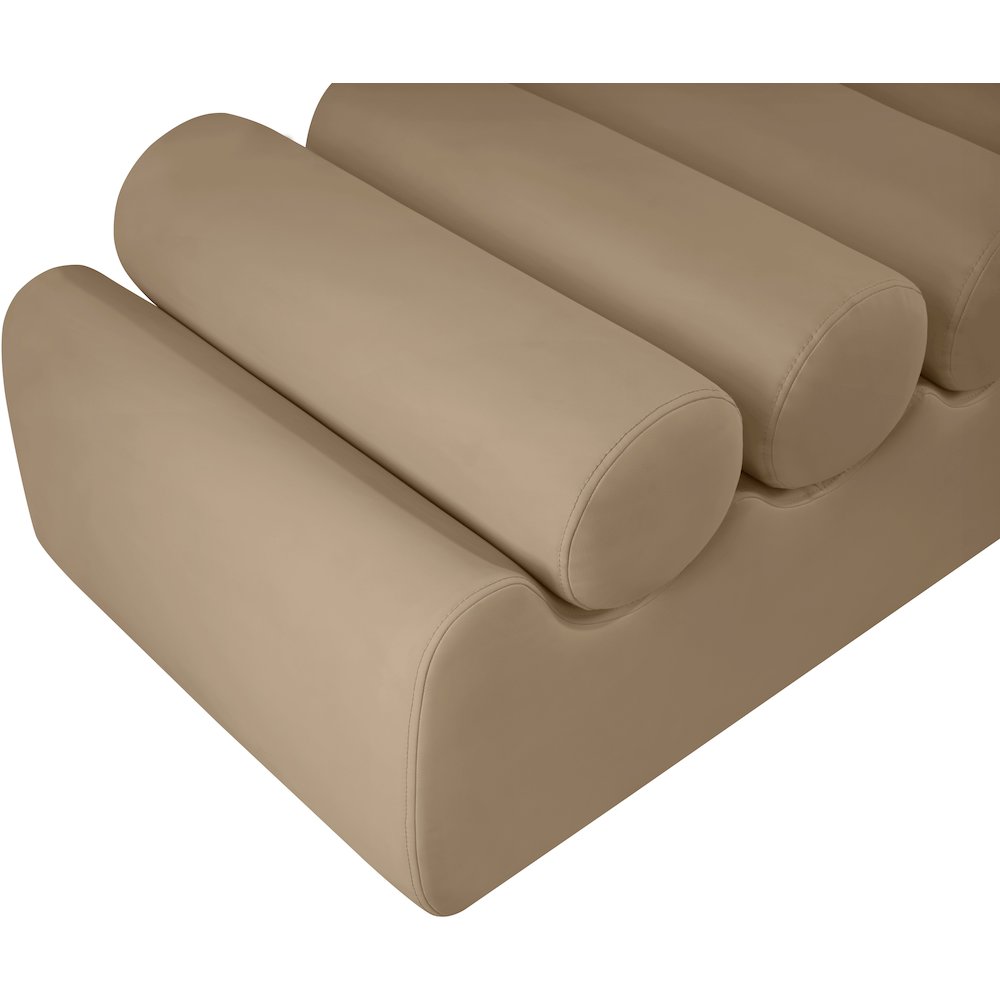 Rumble Tan Vegan Leather Bench. Picture 7