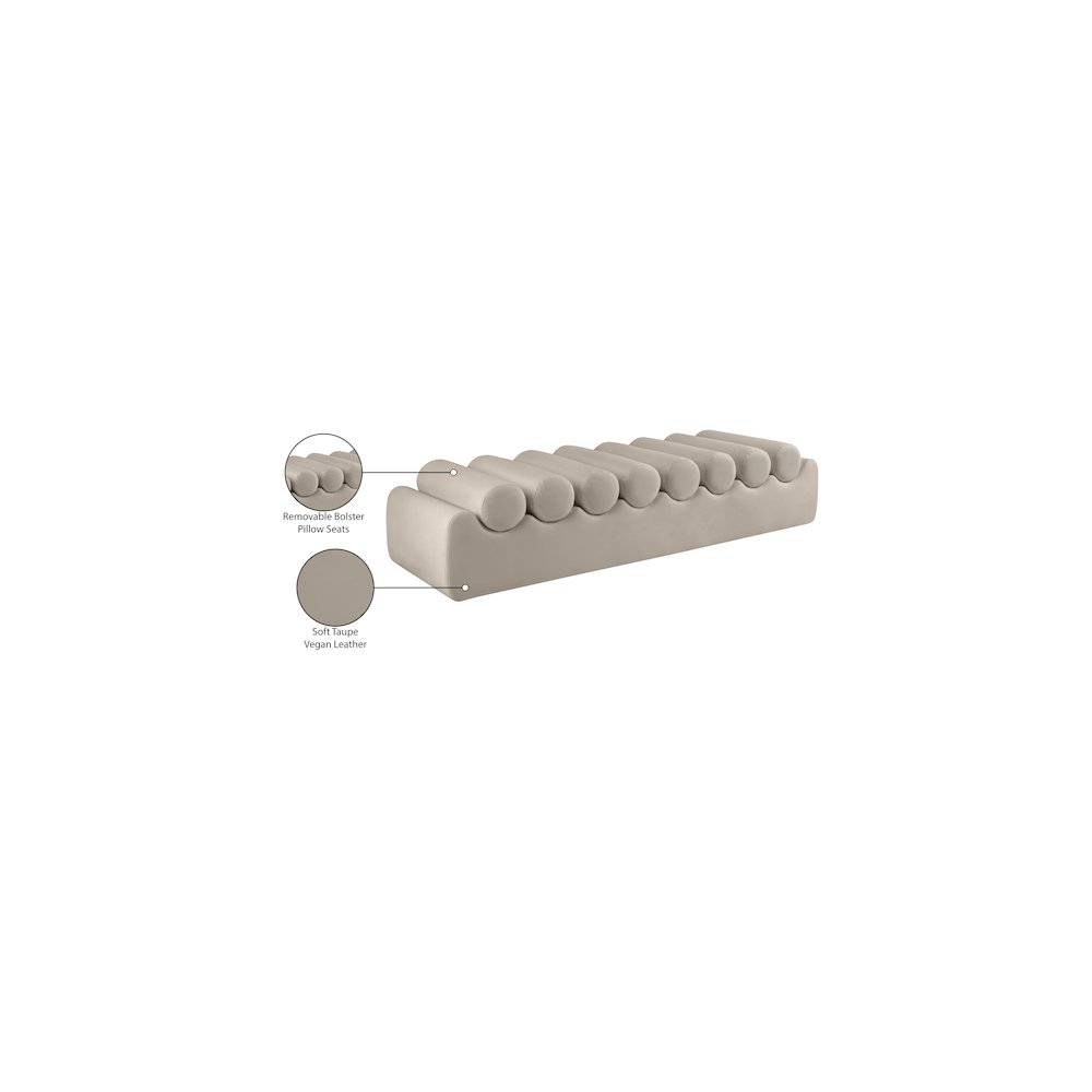 Rumble Taupe Vegan Leather Bench. Picture 10