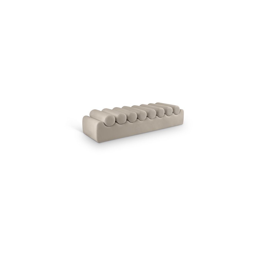 Rumble Taupe Vegan Leather Bench. Picture 1