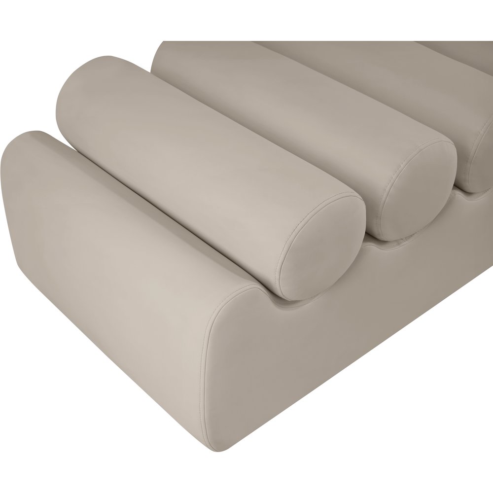Rumble Taupe Vegan Leather Bench. Picture 7