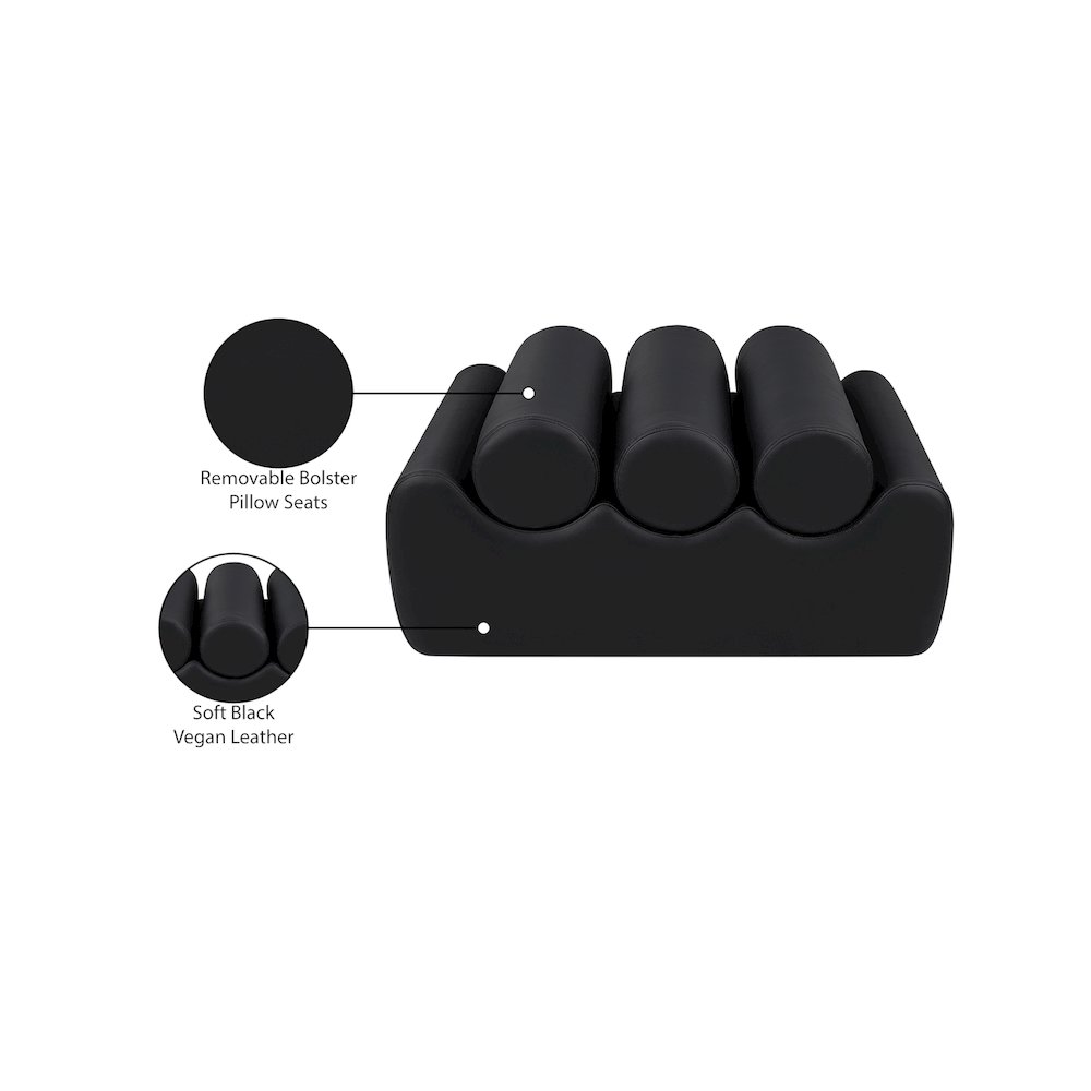 Rumble Black Vegan Leather Bench. Picture 9