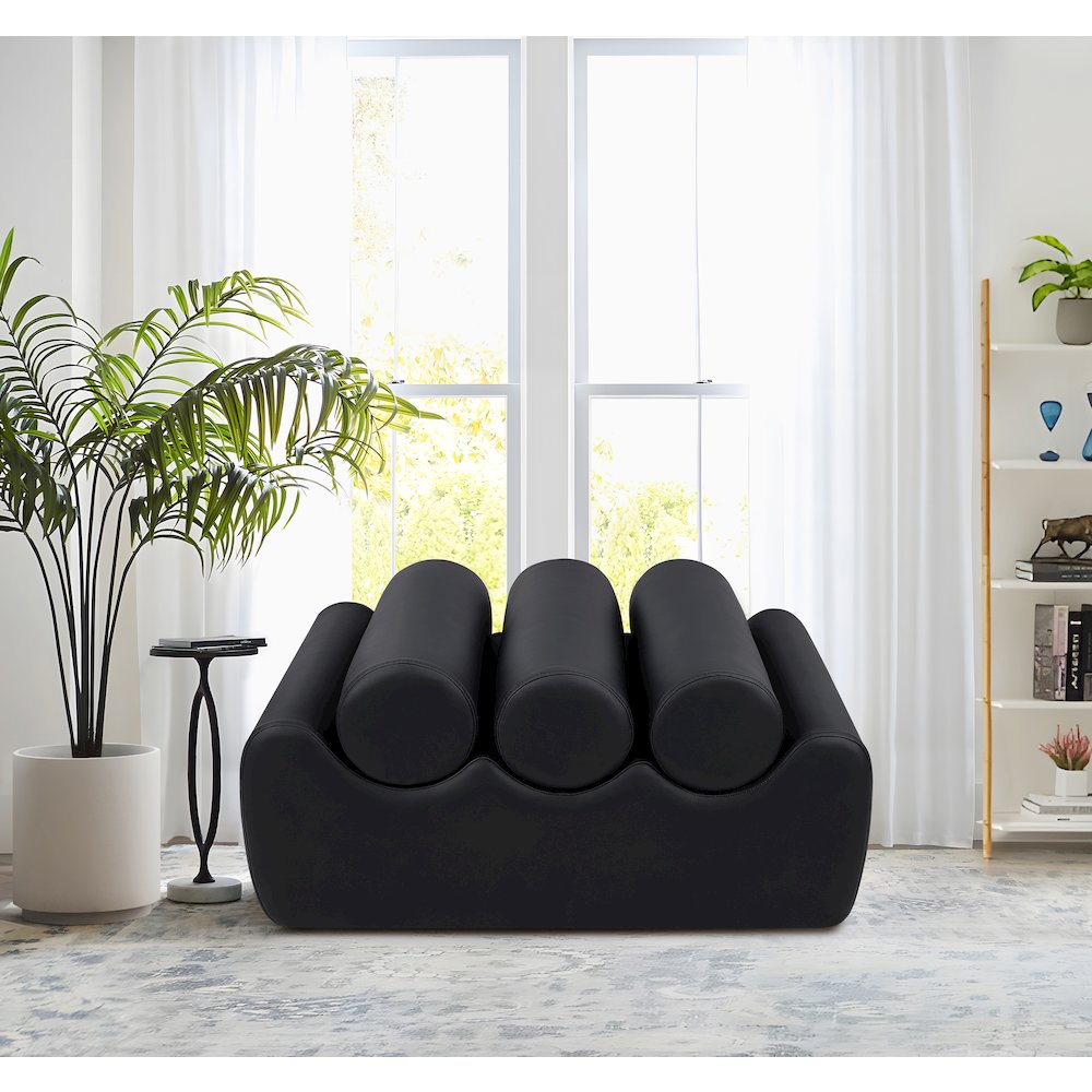 Rumble Black Vegan Leather Bench. Picture 2