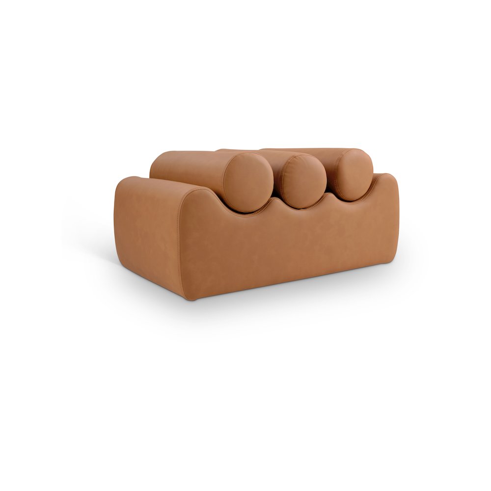 Rumble Cognac Vegan Leather Bench. Picture 1