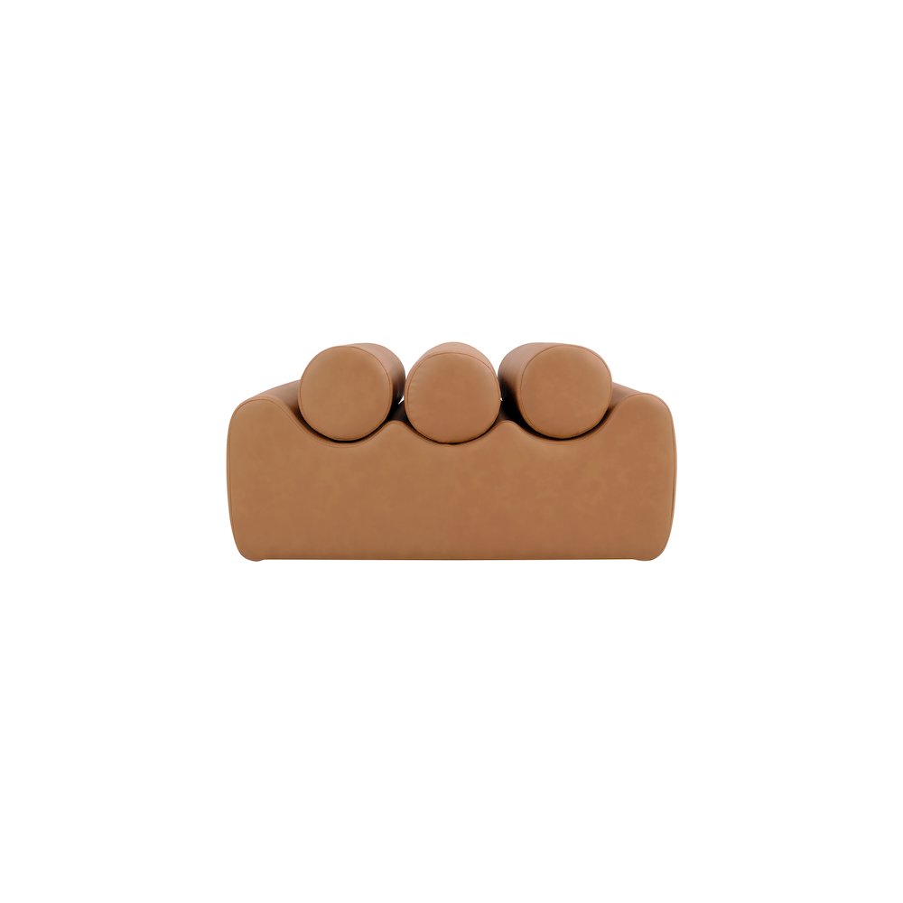 Rumble Cognac Vegan Leather Bench. Picture 3