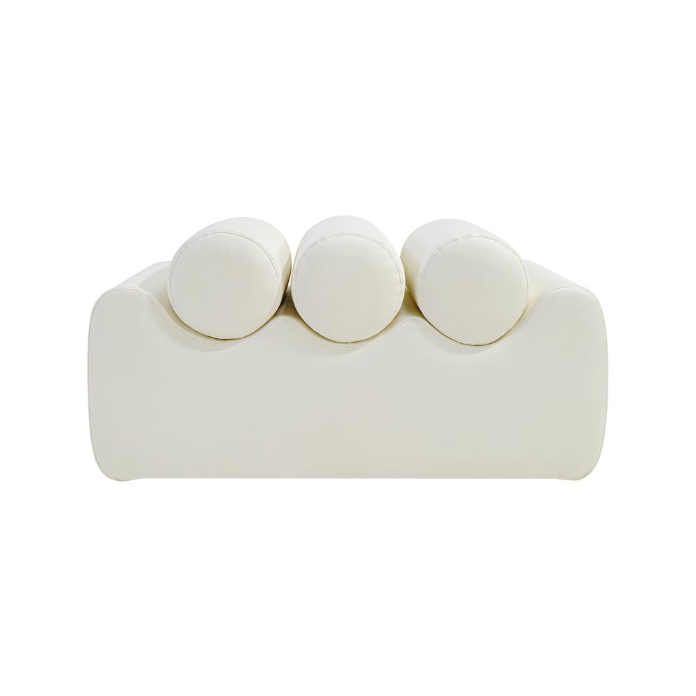 Rumble Cream Vegan Leather Bench. Picture 3