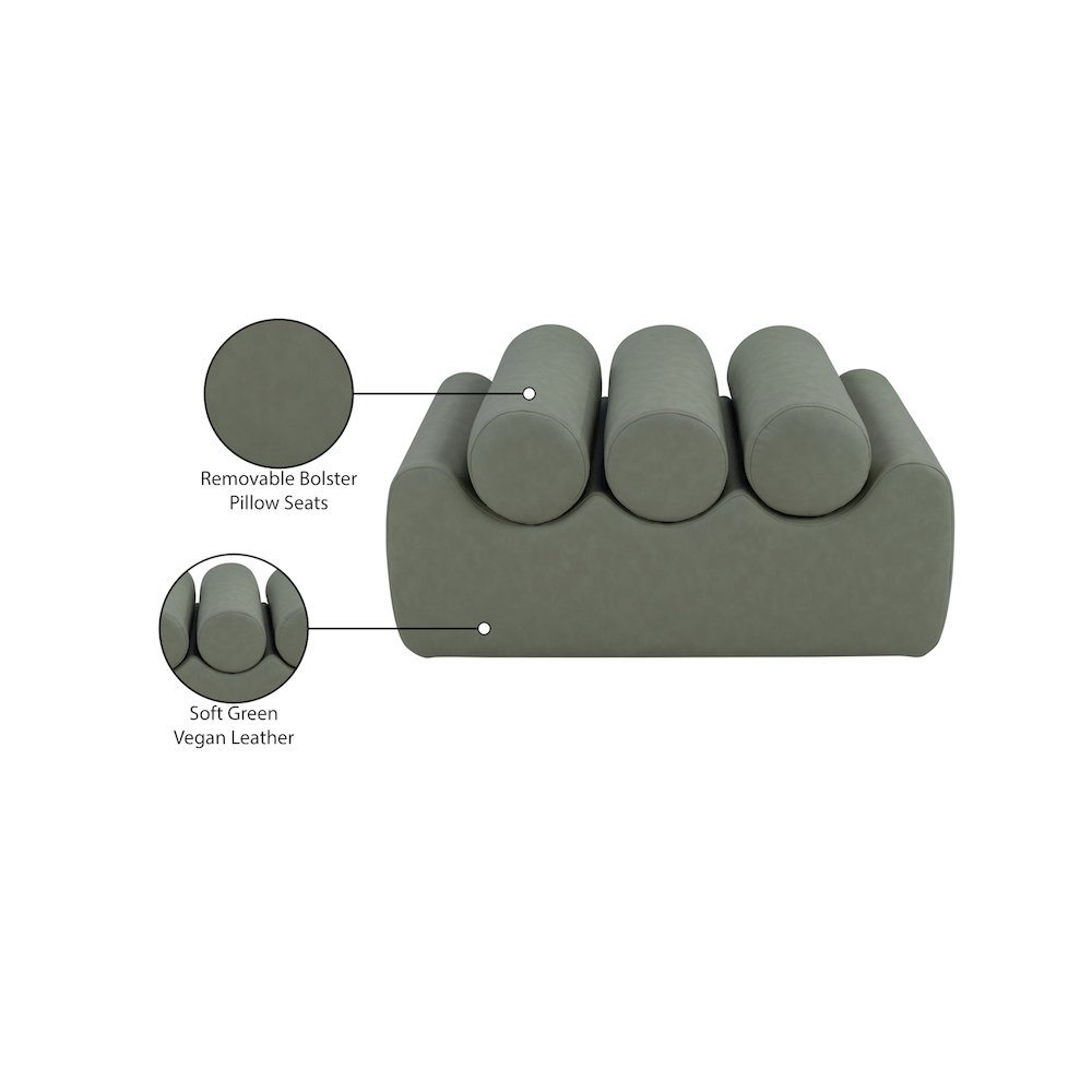 Rumble Green Vegan Leather Bench. Picture 9