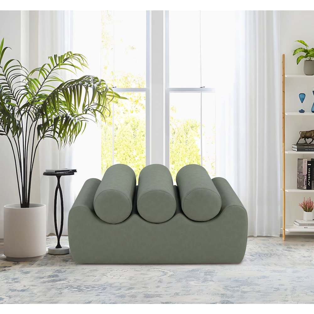 Rumble Green Vegan Leather Bench. Picture 2