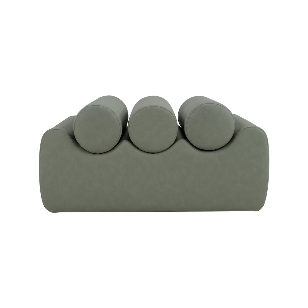 Rumble Green Vegan Leather Bench. Picture 3
