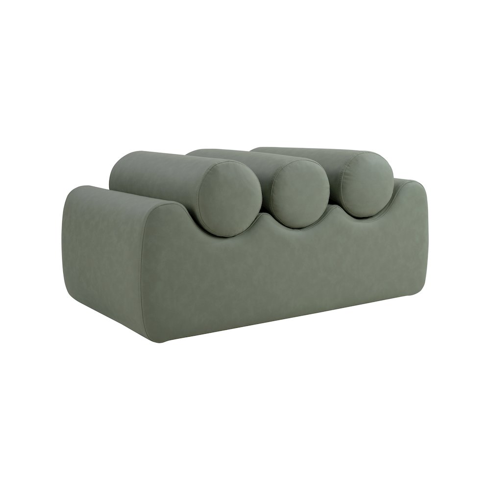 Rumble Green Vegan Leather Bench. Picture 5