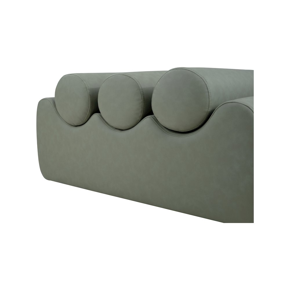 Rumble Green Vegan Leather Bench. Picture 6