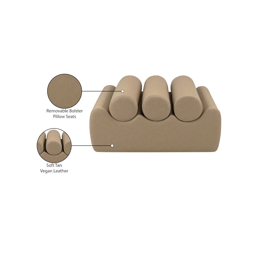Rumble Tan Vegan Leather Bench. Picture 9