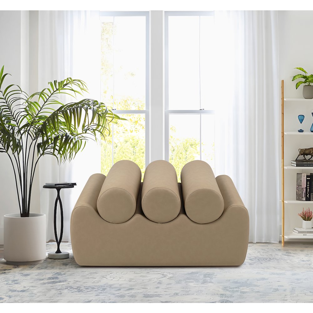 Rumble Tan Vegan Leather Bench. Picture 2