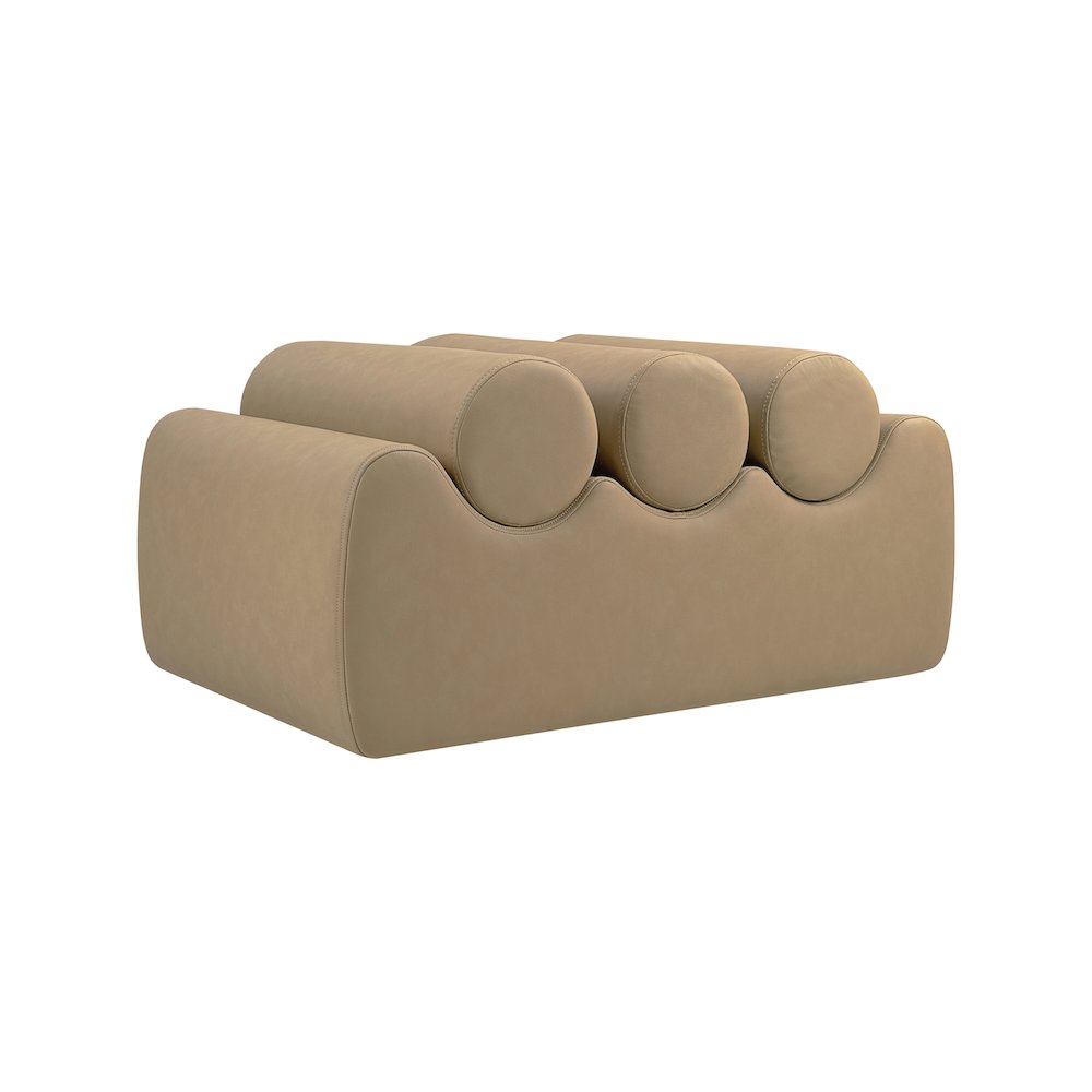 Rumble Tan Vegan Leather Bench. Picture 5