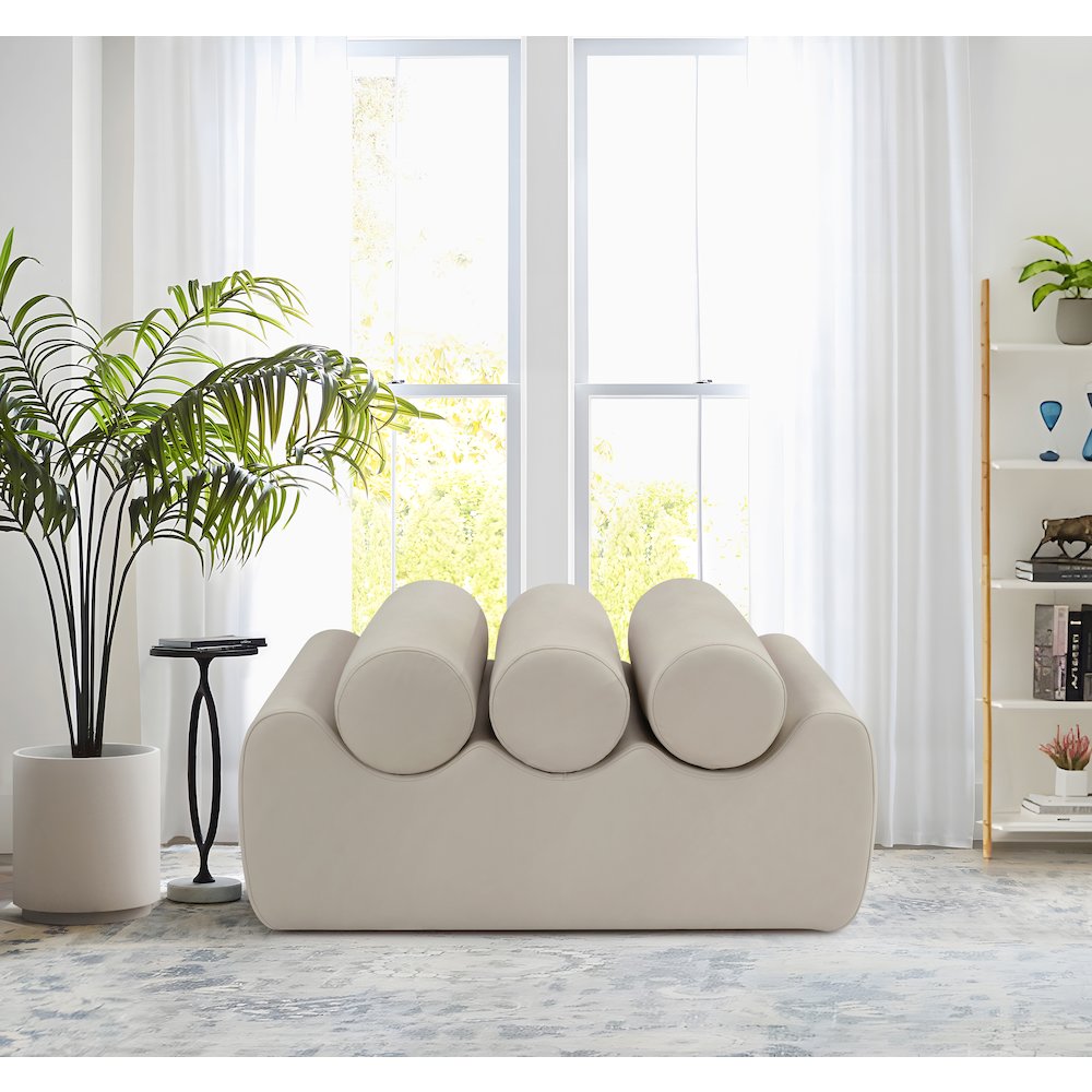 Rumble Taupe Vegan Leather Bench. Picture 2